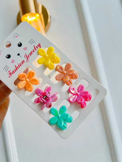 SET DE GANCHOS PARA NIÑA - DISEÑO FLORES - MULTICOLOR