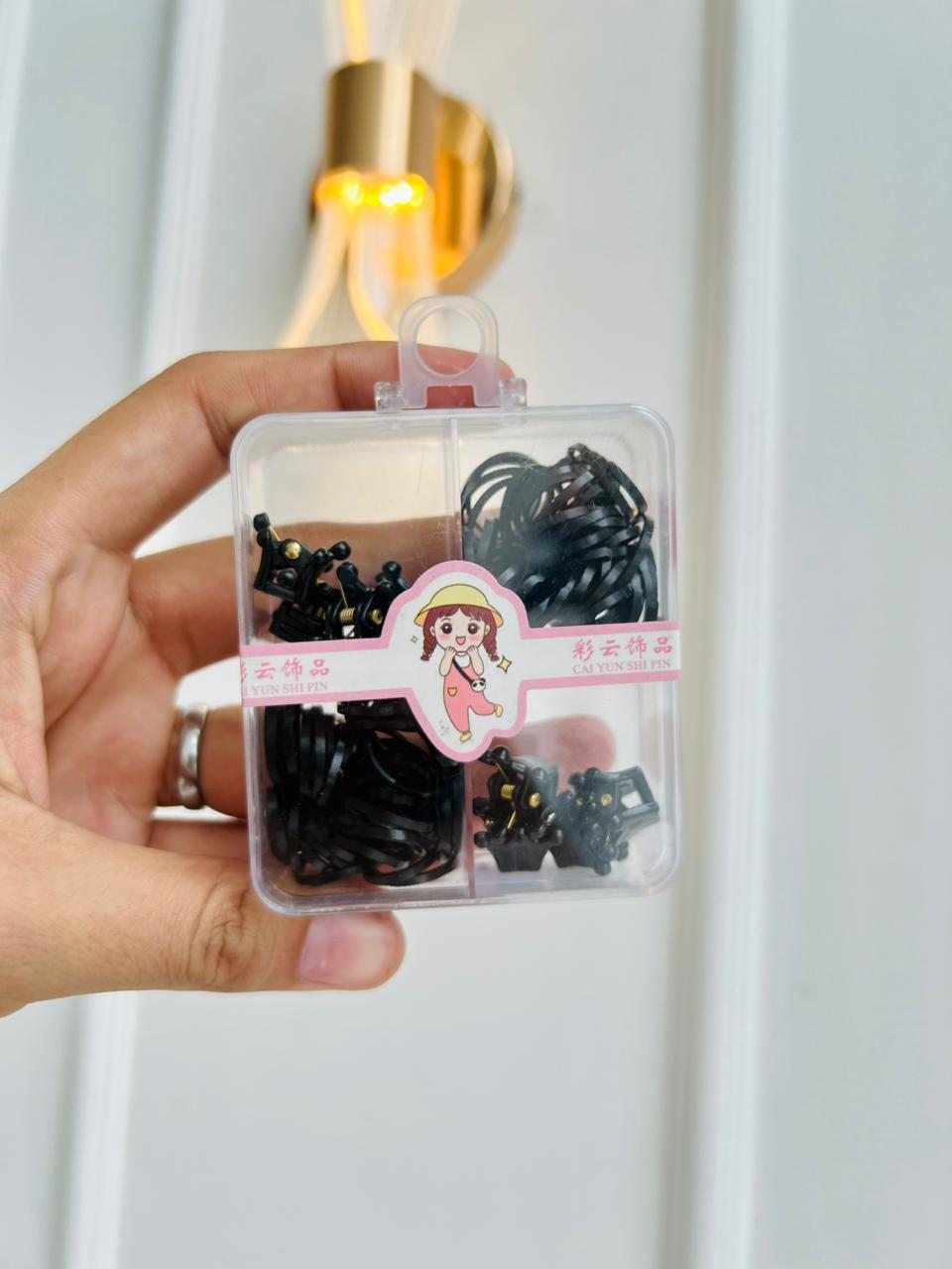 SET DE ACCESORIOS PARA EL CABELLO INFANTIL - KIT DE GANCHOS Y BANDITAS