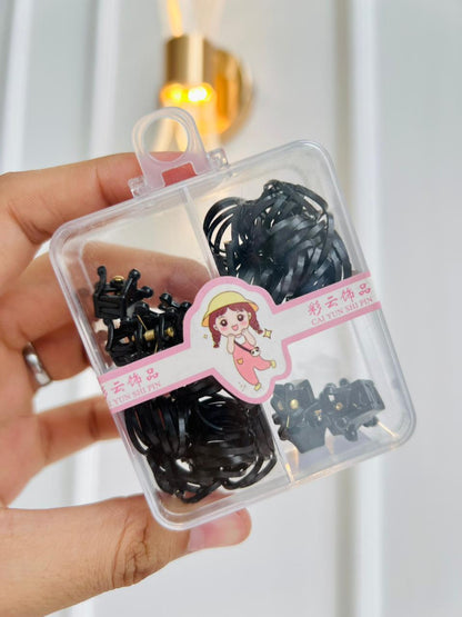 SET DE ACCESORIOS PARA EL CABELLO INFANTIL - KIT DE GANCHOS Y BANDITAS