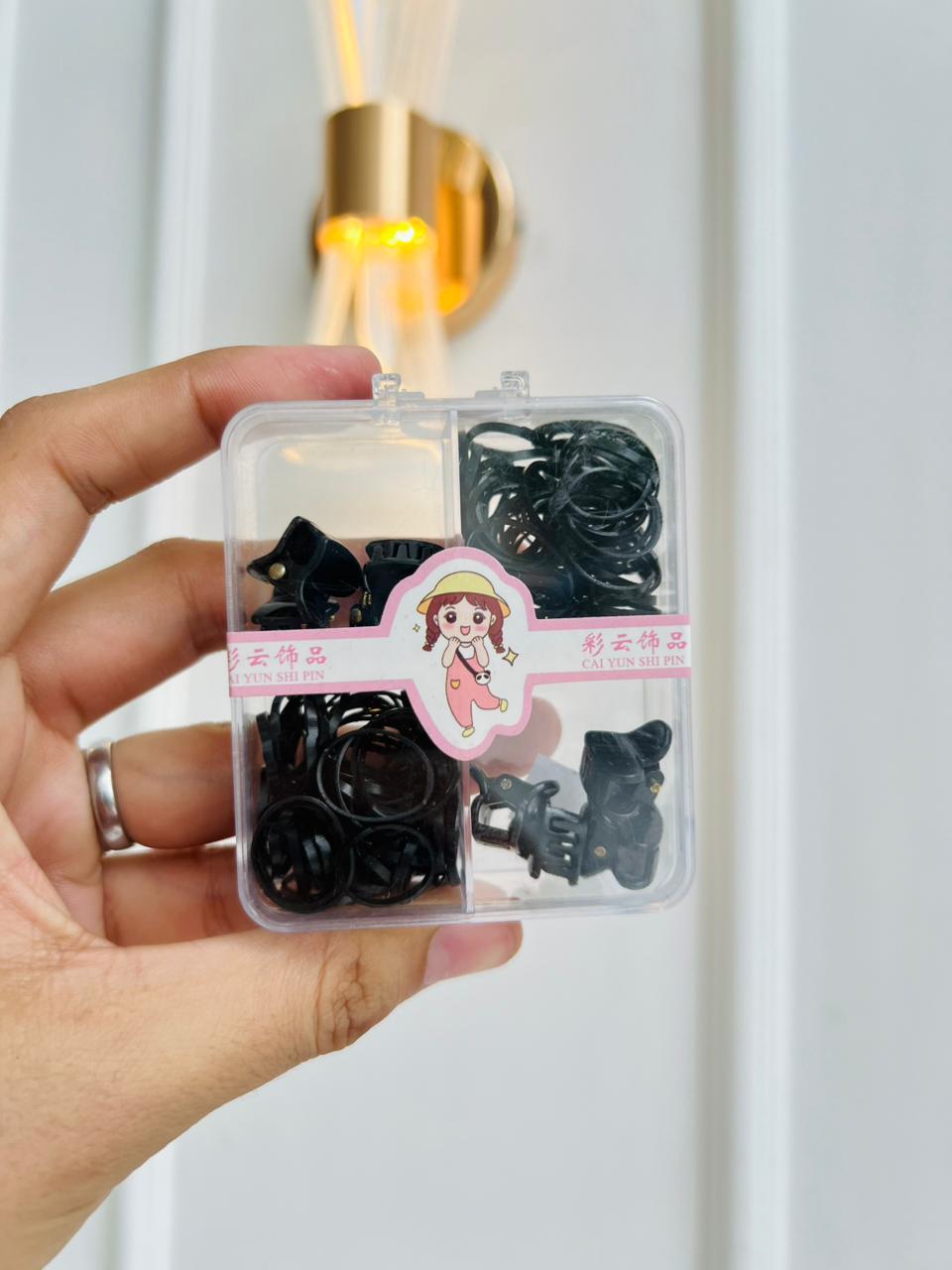 SET DE ACCESORIOS PARA EL CABELLO INFANTIL - KIT DE GANCHOS Y BANDITAS