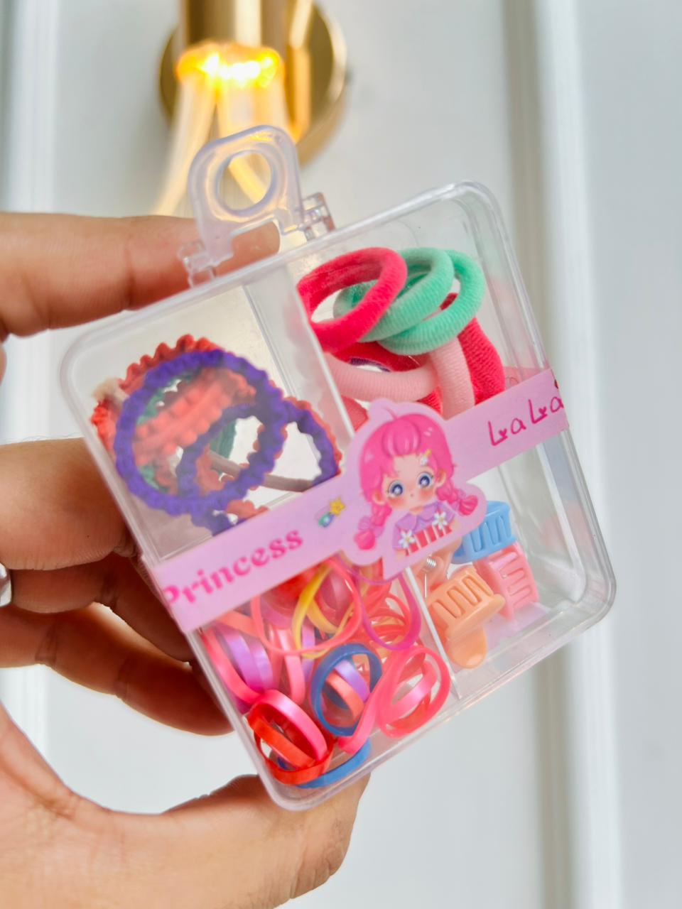 SET DE ACCESORIOS PARA CABELLO INFANTIL - KIT LIGAS Y PINZAS