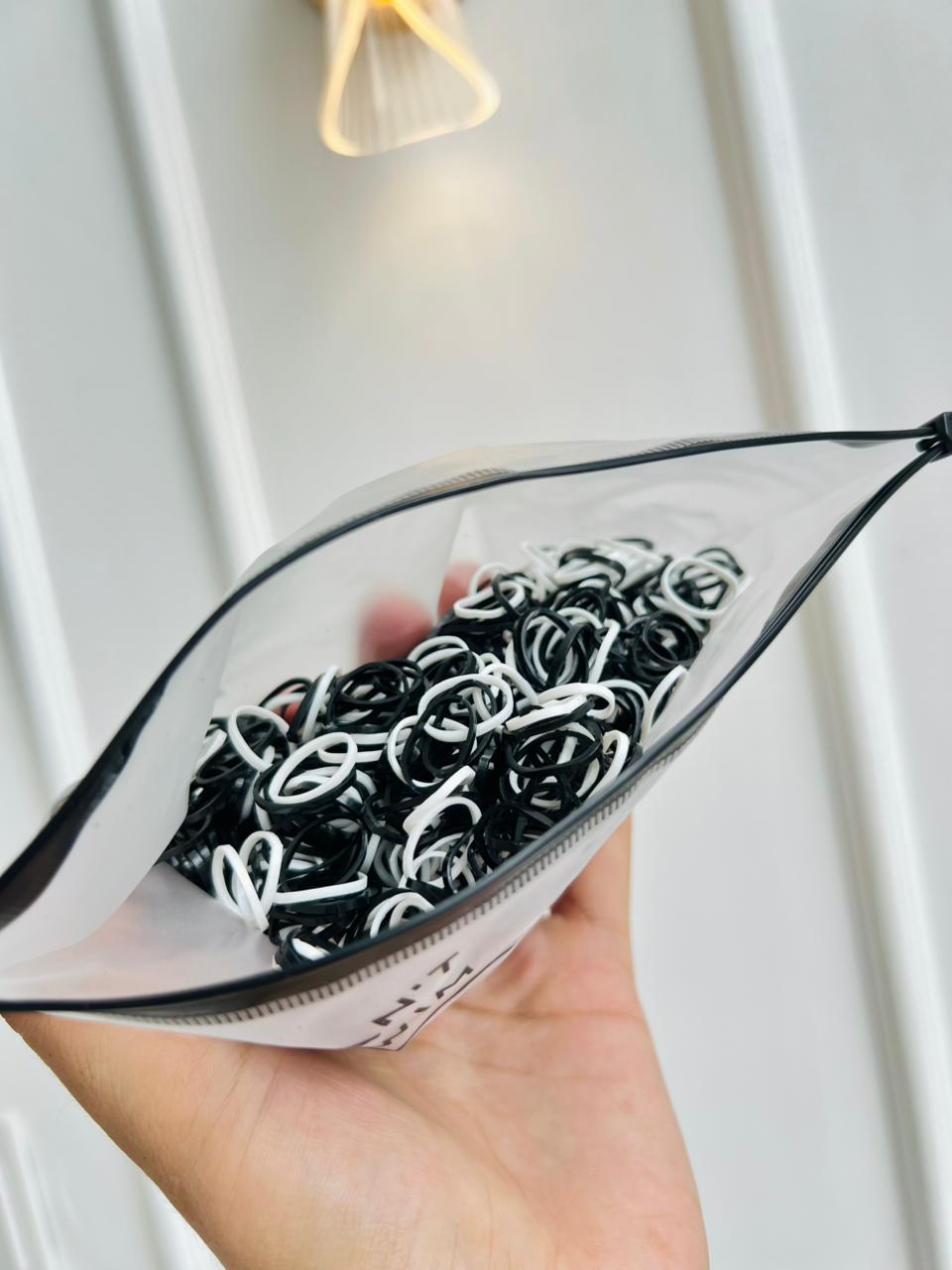 SET DE BANDITAS ELASTICAS PARA EL CABELLO - COLOR BLANCO Y NEGRO