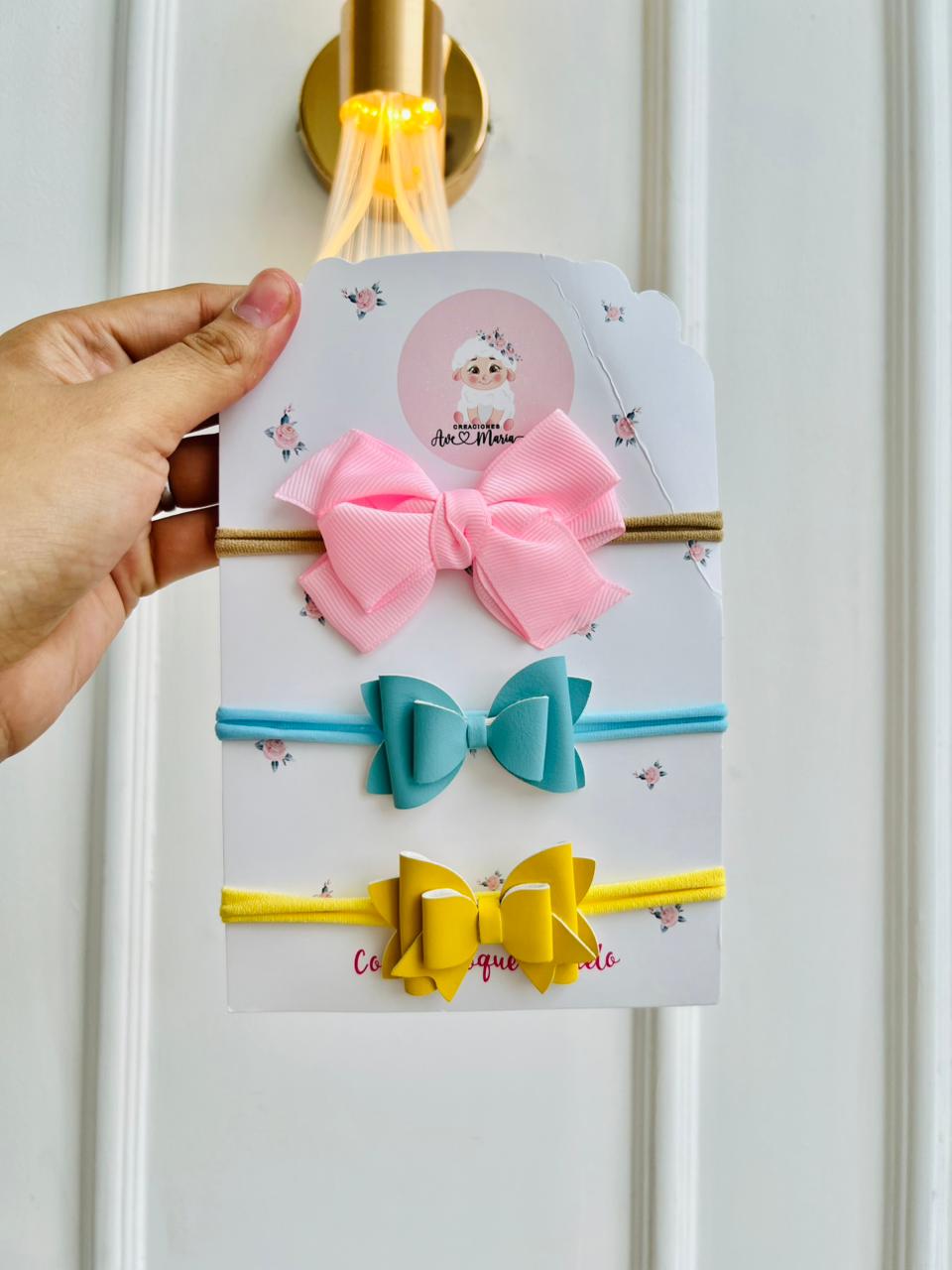 SET DE DIADEMAS PARA BEBÉ CON LAZO - MULTICOLOR