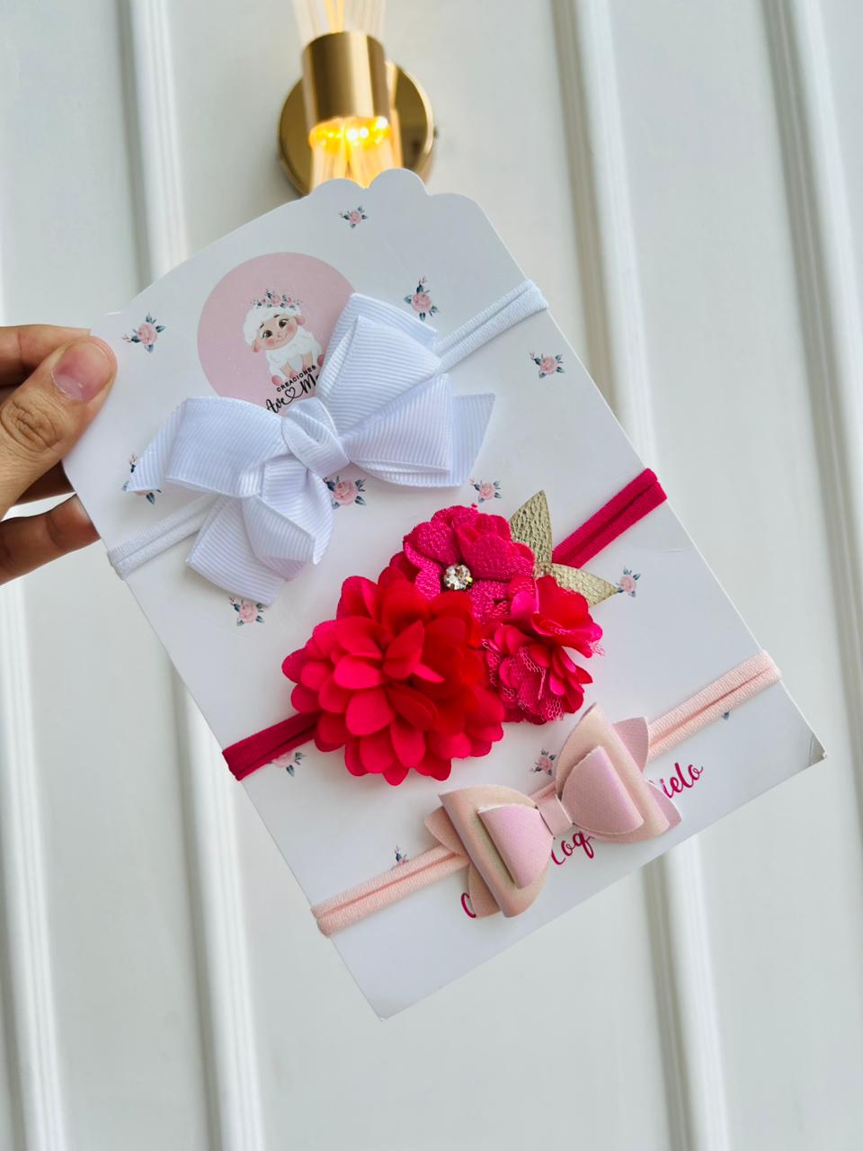SET DE DIADEMAS PARA BEBÉ CON LAZO - MULTICOLOR