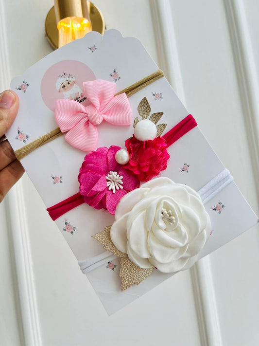 SET DE DIADEMAS PARA BEBÉ CON LAZO - MULTICOLOR