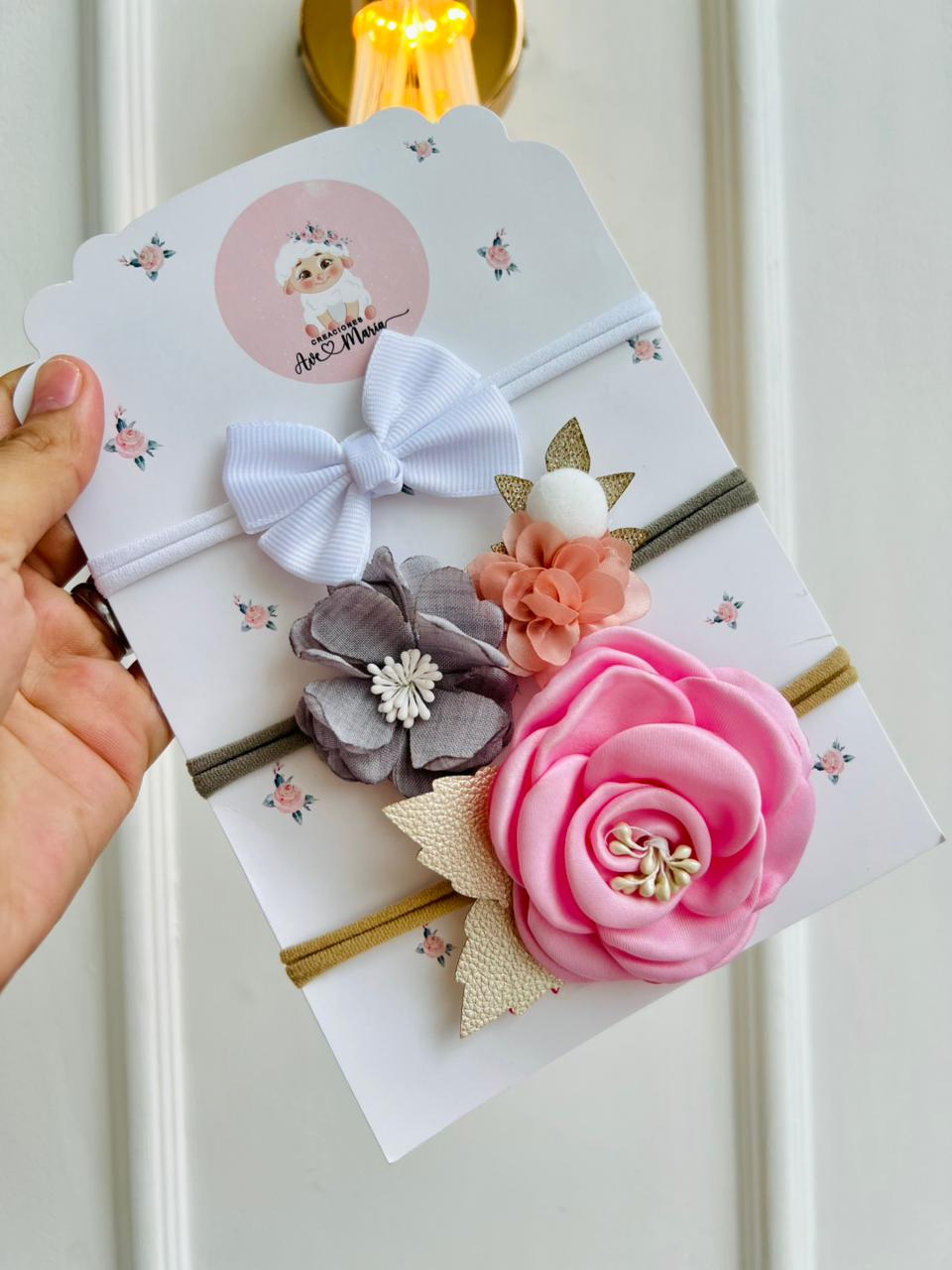 SET DE DIADEMAS PARA BEBÉ CON LAZO - MULTICOLOR