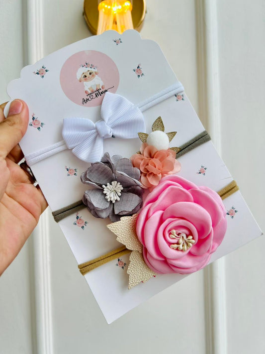 SET DE DIADEMAS PARA BEBÉ CON LAZO - MULTICOLOR