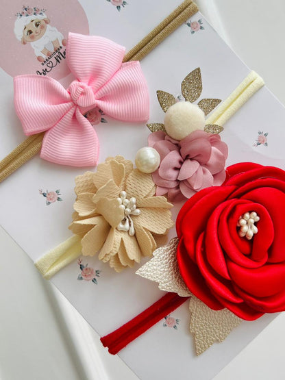 SET DE DIADEMAS PARA BEBÉ CON LAZO - MULTICOLOR