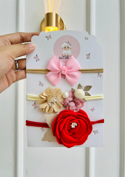 SET DE DIADEMAS PARA BEBÉ CON LAZO - MULTICOLOR
