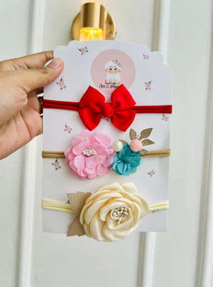 SET DE DIADEMAS PARA BEBÉ CON LAZO - MULTICOLOR