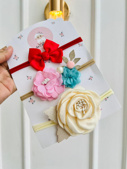 SET DE DIADEMAS PARA BEBÉ CON LAZO - MULTICOLOR