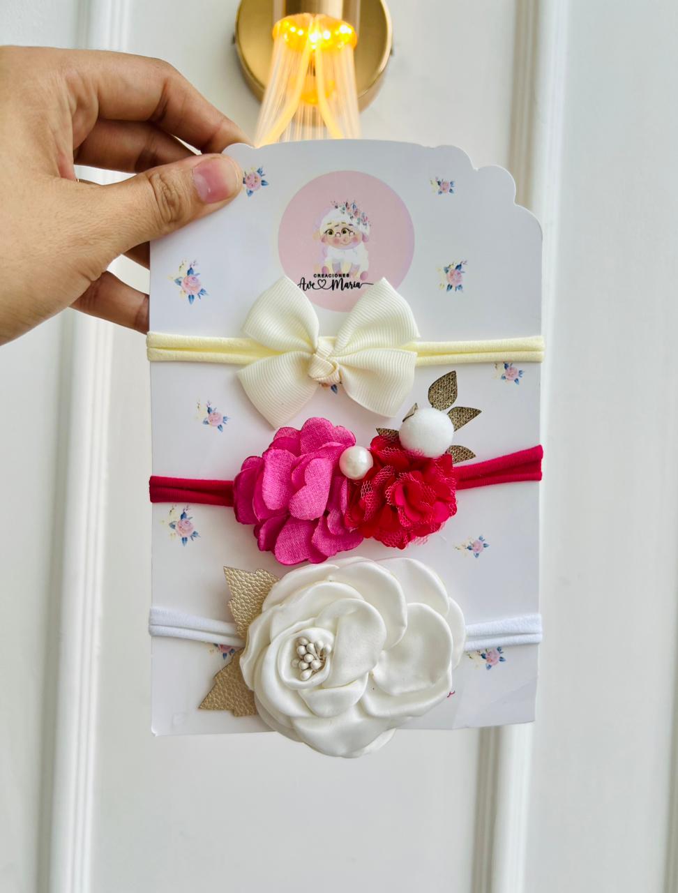 SET DE DIADEMAS PARA BEBÉ CON LAZO - MULTICOLOR