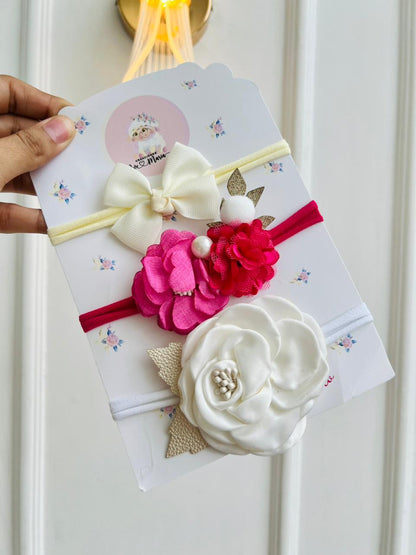 SET DE DIADEMAS PARA BEBÉ CON LAZO - MULTICOLOR