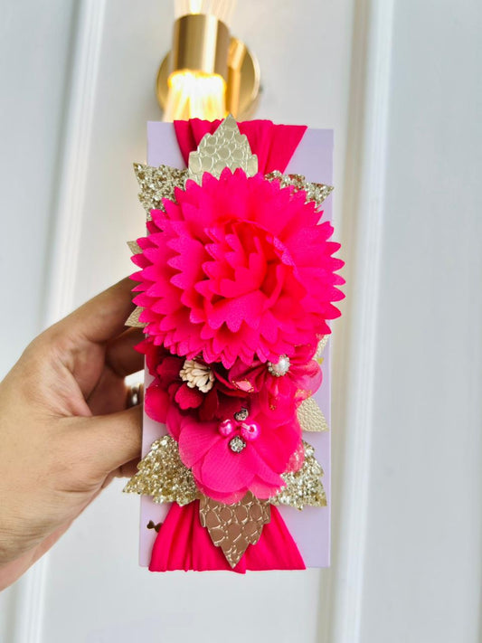 DIADEMA PARA BEBÉ CON FLORES DECORATIVAS - DISEÑO FLORAL