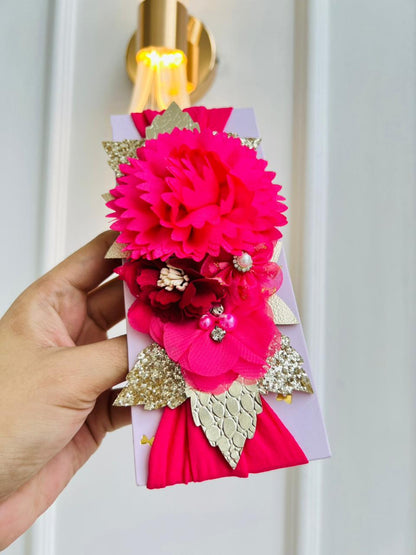 DIADEMA PARA BEBÉ CON FLORES DECORATIVAS - DISEÑO FLORAL