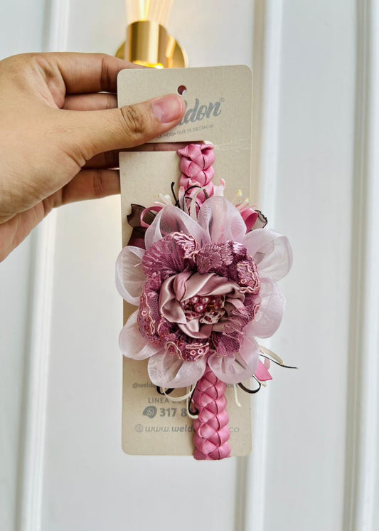 DIADEMA PARA BEBÉ CON FLORES DECORATIVAS - DISEÑO FLORAL