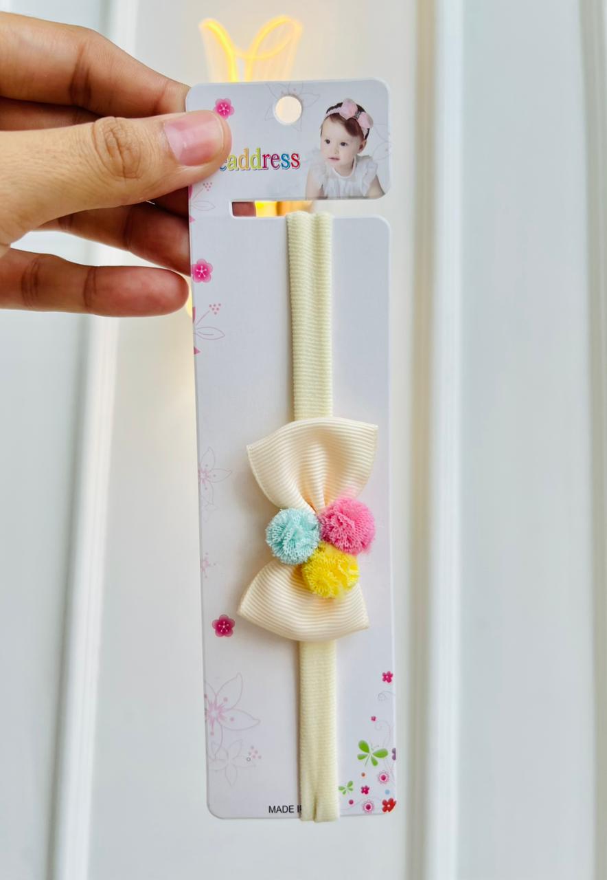 DIADEMAS ELASTICAS PARA BEBÉ - DISEÑO LAZO Y POMPONES