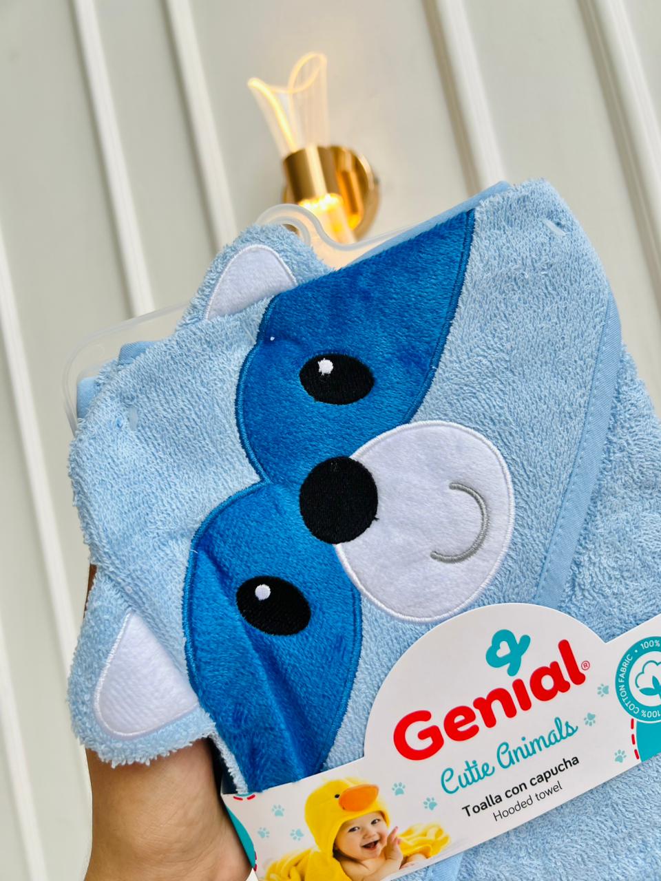 TOALLA PARA BEBÉ CON CAPUCHA - DISEÑO PERRITO