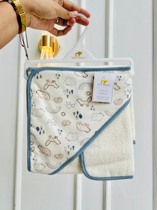 TOALLA PARA BEBÉ CON CAPUCHA - DISEÑO ANIMALITOS