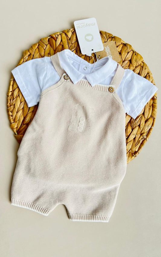 CONJUNTO PARA BEBÉ - OVEROL TEJIDA CON CAMISA