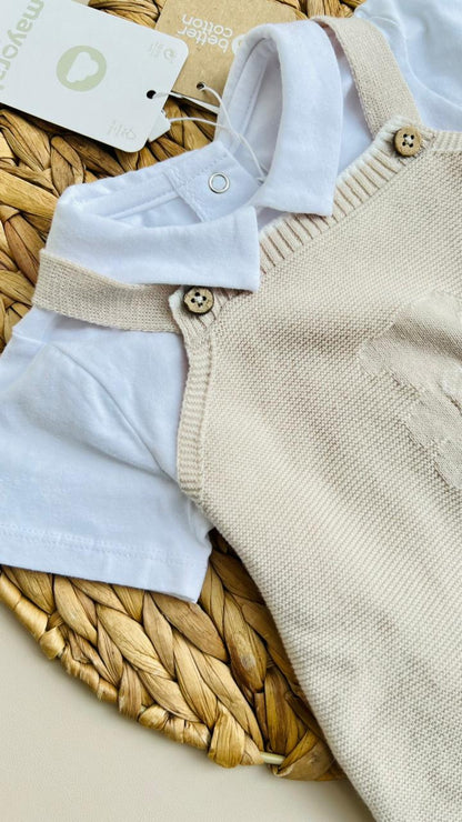 CONJUNTO PARA BEBÉ - OVEROL TEJIDA CON CAMISA