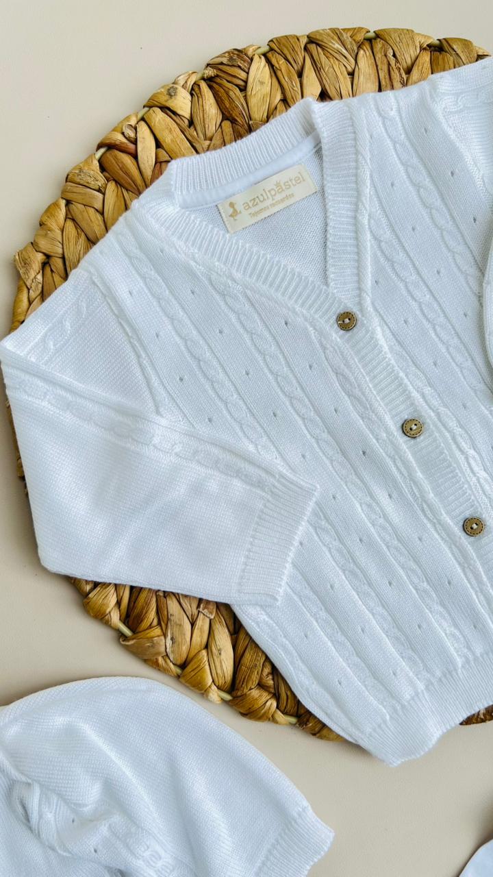 CONJUNTO CLASICO PARA BEBÉ - 4 PIEZAS - COLOR BLANCO