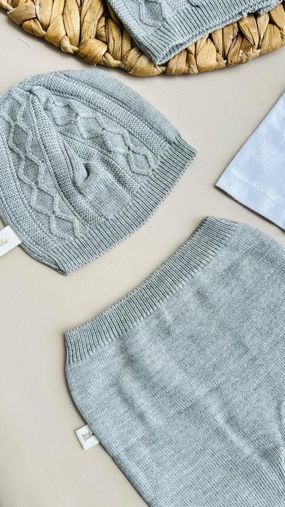 CONJUNTO CLASICO PARA BEBÉ - 4 PIEZAS - COLOR GRIS