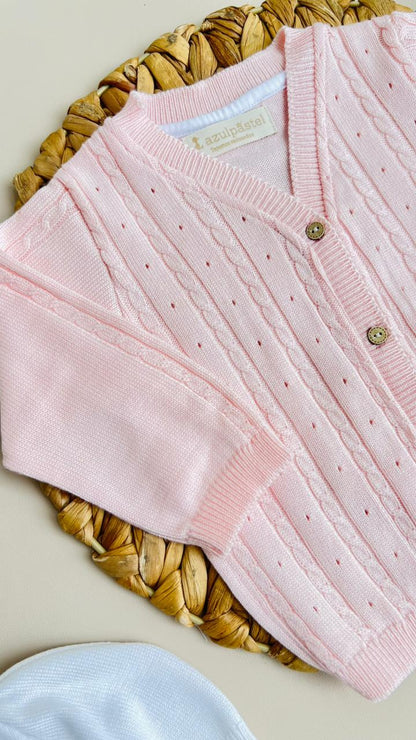 CONJUNTO CLASICO PARA BEBÉ - 4 PIEZAS - COLOR ROSADO