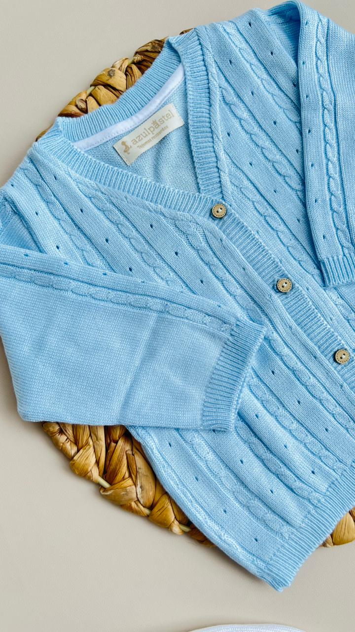 CONJUNTO CLASICO PARA BEBÉ - 4 PIEZAS - COLOR AZUL
