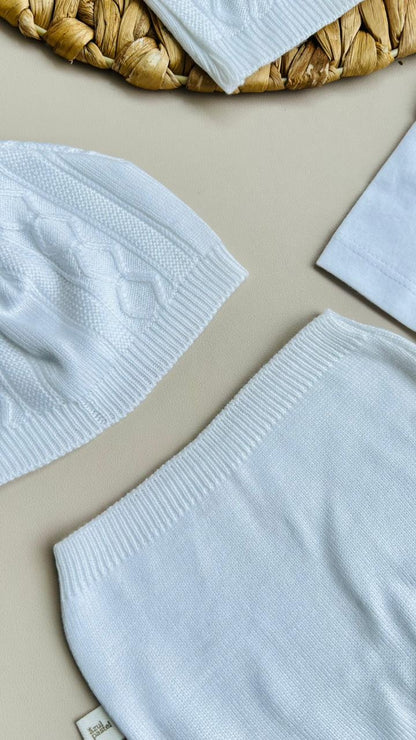 CONJUNTO CLASICO PARA BEBÉ - 4 PIEZAS - COLOR BLANCO