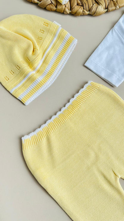 CONJUNTO CLASICO PARA BEBÉ - 4 PIEZAS - COLOR AMARILLO