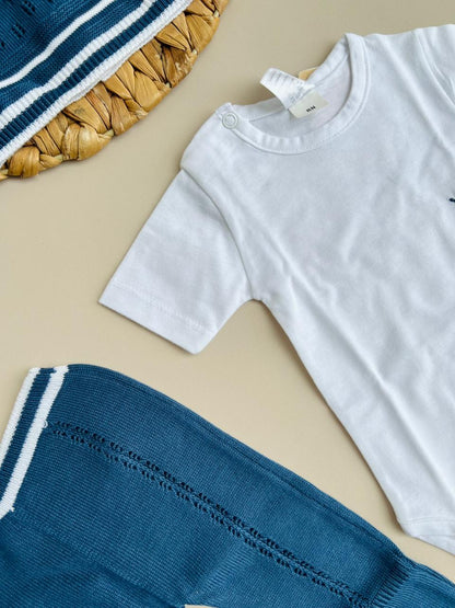 CONJUNTO CLASICO PARA BEBÉ - 4 PIEZAS - COLOR AZUL