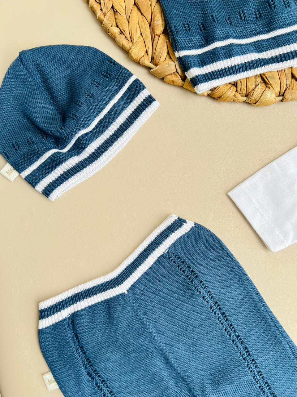 CONJUNTO CLASICO PARA BEBÉ - 4 PIEZAS - COLOR AZUL