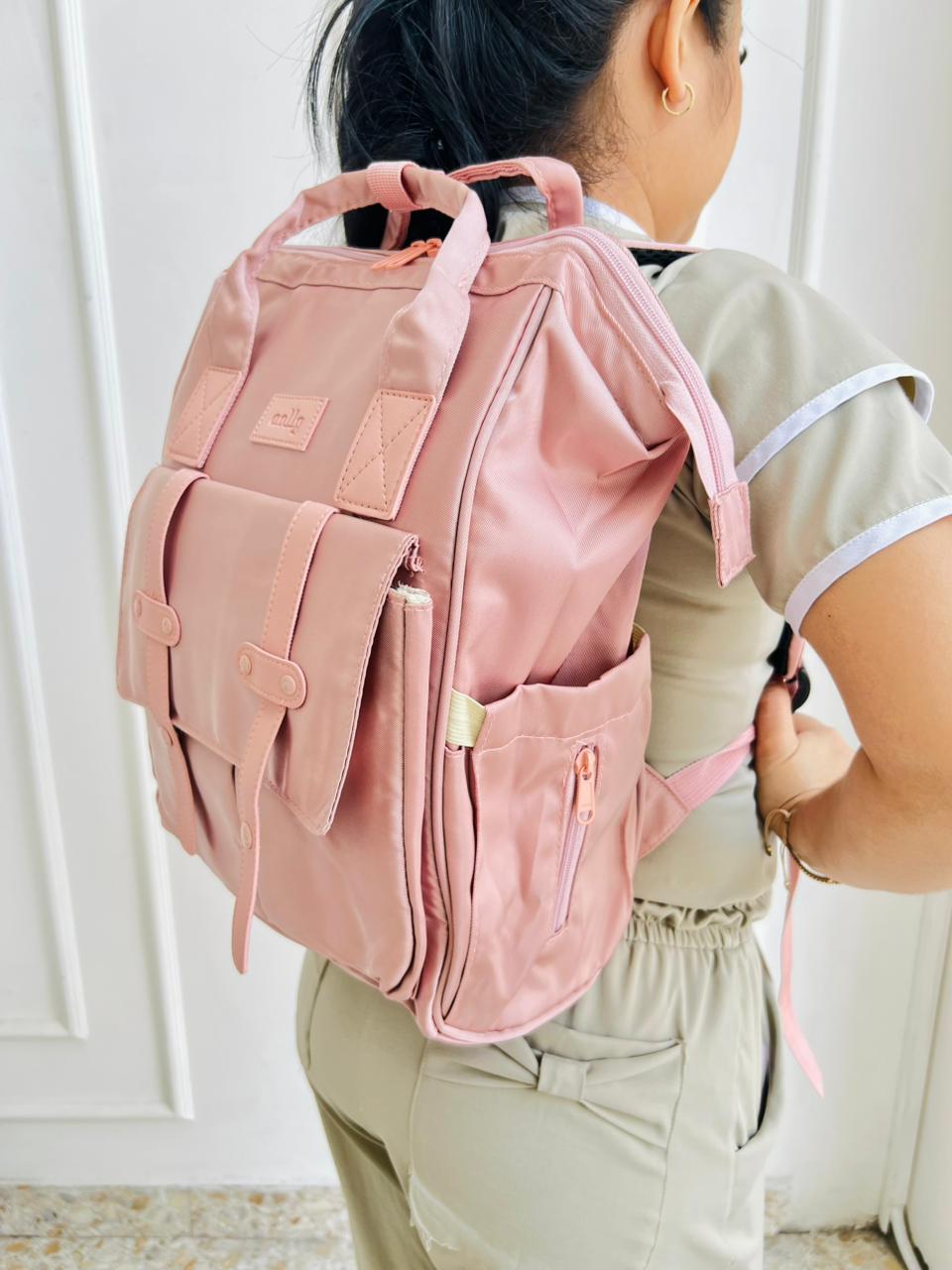 PAÑALERA TIPO MOCHILA PREMIUM - DISEÑO MODERNO - COLOR ROSA