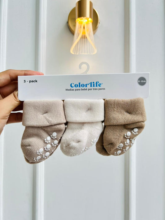 SET MEDIAS MERLINO - PACK DE 3 PARES - 0 A 6 MESES - COLOR LIFE