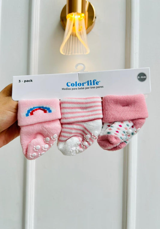 SET MEDIAS MERLINO - PACK DE 3 PARES - 0 A 6 MESES - COLOR LIFE