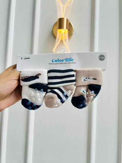 SET MEDIAS MERLINO - PACK DE 3 PARES - 0 A 6 MESES - COLOR LIFE