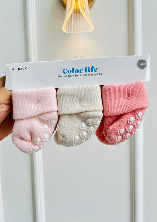 SET MEDIAS MERLINO - PACK DE 3 PARES - 0 A 6 MESES - COLOR LIFE