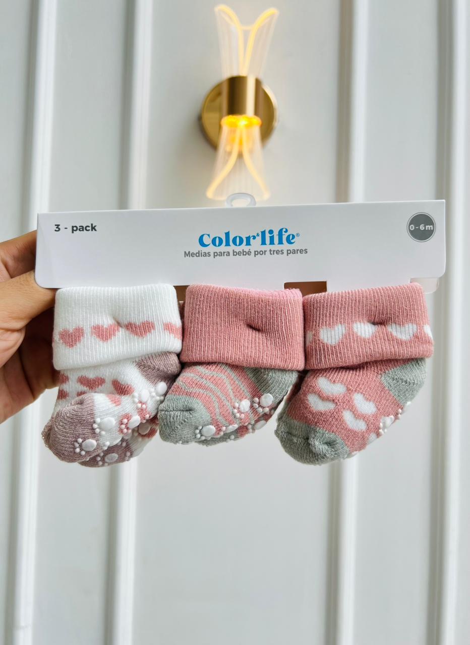 SET MEDIAS MERLINO - PACK DE 3 PARES - 0 A 6 MESES - COLOR LIFE