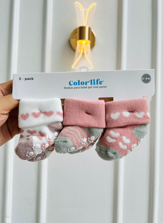 SET MEDIAS MERLINO - PACK DE 3 PARES - 0 A 6 MESES - COLOR LIFE