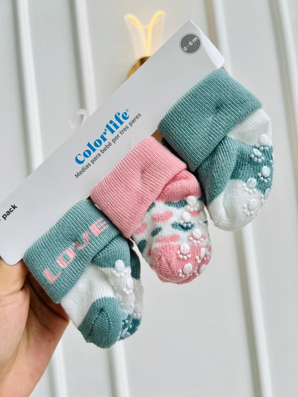 SET MEDIAS MERLINO - PACK DE 3 PARES - 0 A 6 MESES - COLOR LIFE