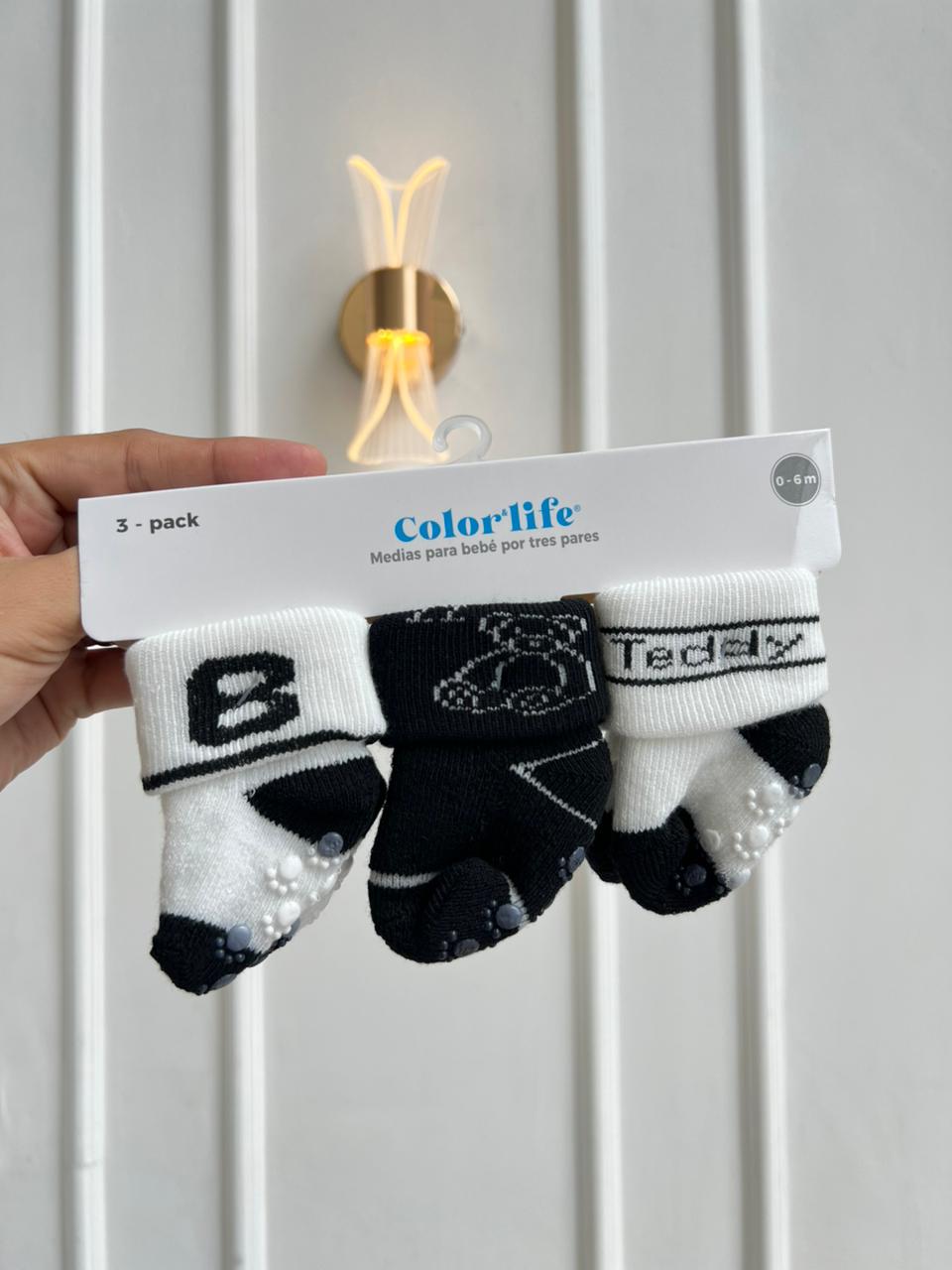SET MEDIAS MERLINO - PACK DE 3 PARES - 0 A 6 MESES - COLOR LIFE