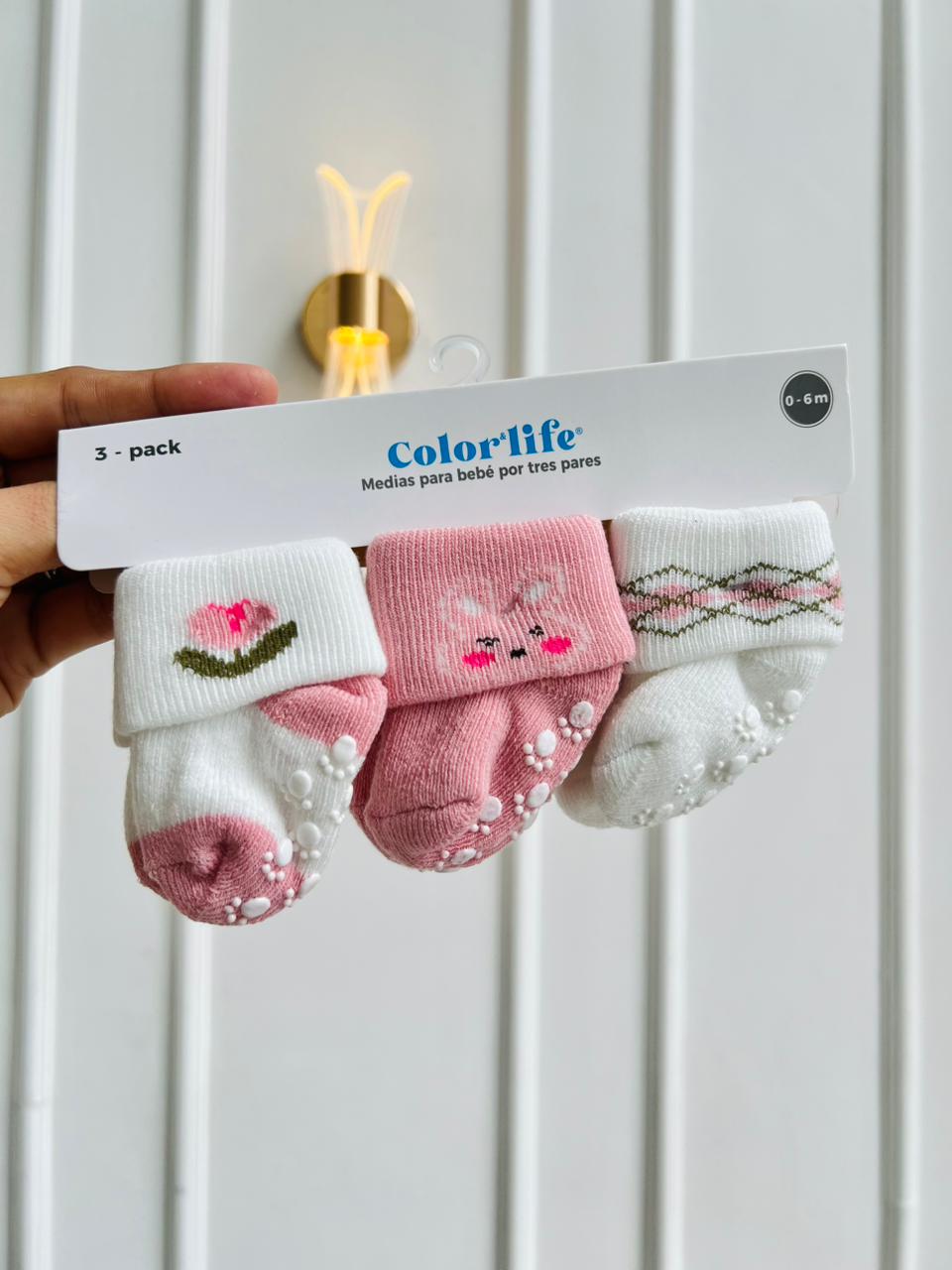 SET MEDIAS MERLINO - PACK DE 3 PARES - 0 A 6 MESES - COLOR LIFE