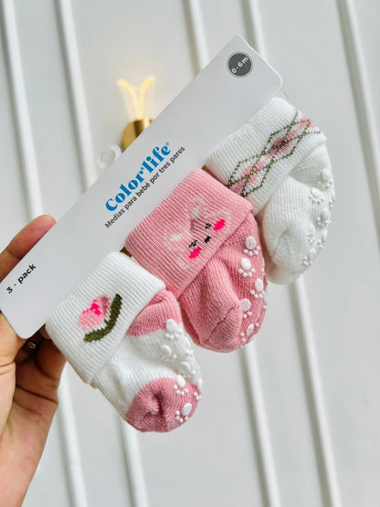 SET MEDIAS MERLINO - PACK DE 3 PARES - 0 A 6 MESES - COLOR LIFE
