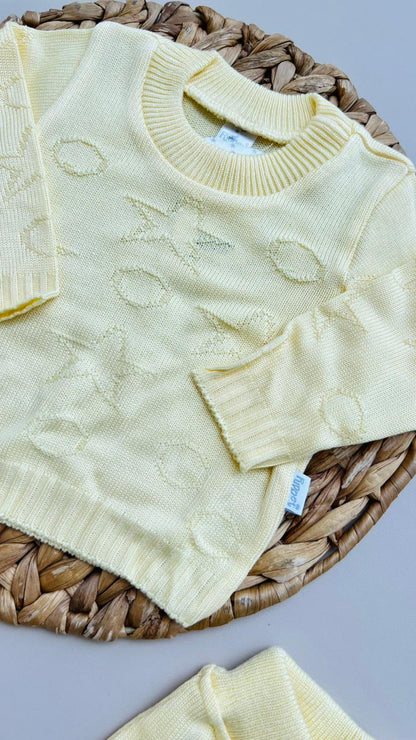 SET TEJIDO DE LUJO PARA RECIEN NACIDO - AJUAR COMPLETO - COLOR AMARILLO