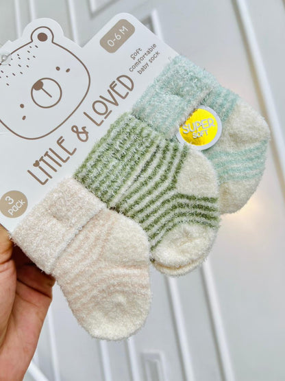 SET MEDIAS PLUSH ¨LITTLE & LOVE¨ X3 - 0 A 6 MESES