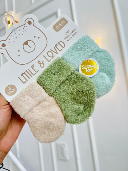 SET MEDIAS PLUSH ¨LITTLE & LOVE¨ X3 - 0 A 6 MESES