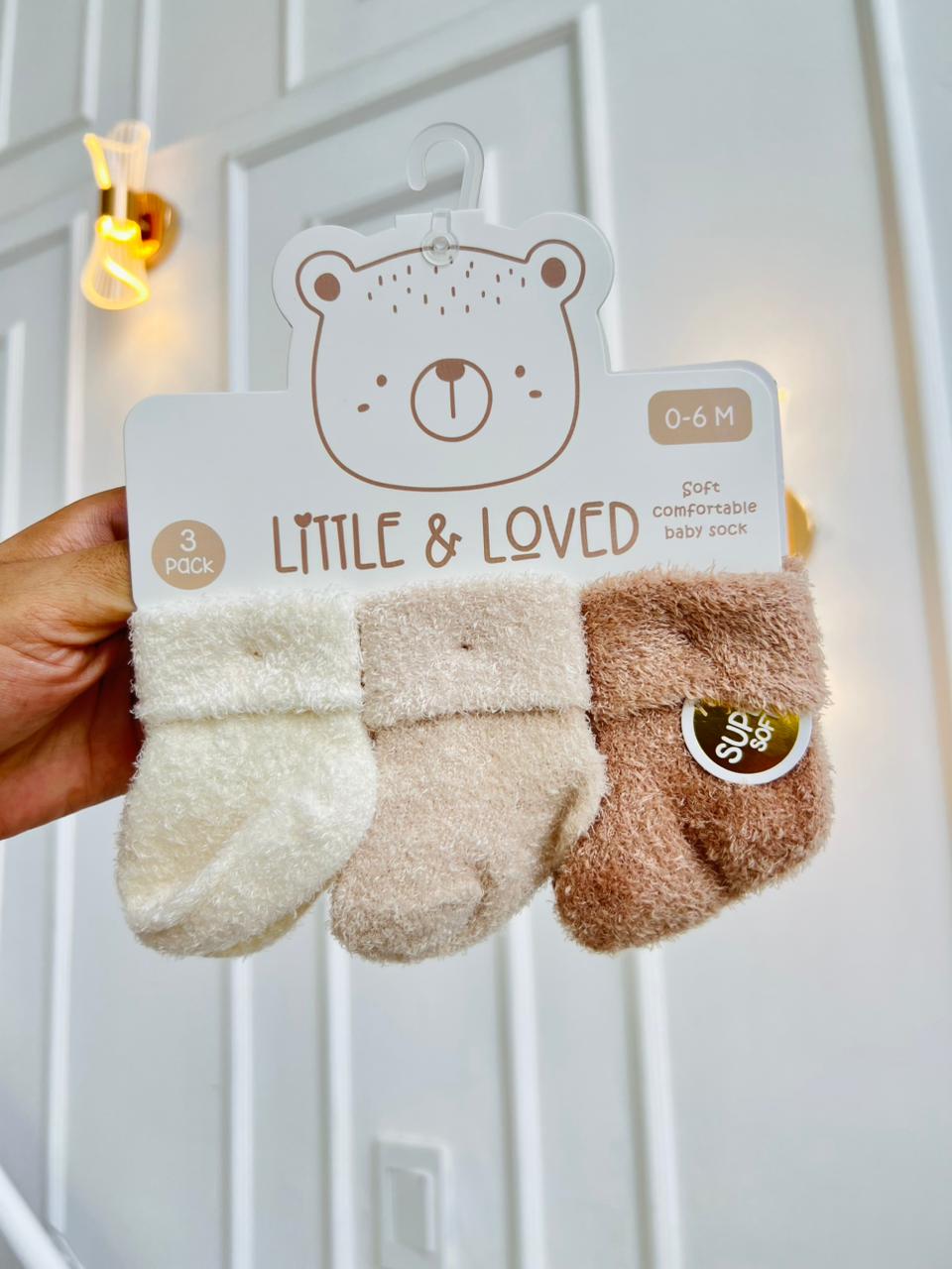 SET MEDIAS PLUSH ¨LITTLE & LOVE¨ X3 - 0 A 6 MESES