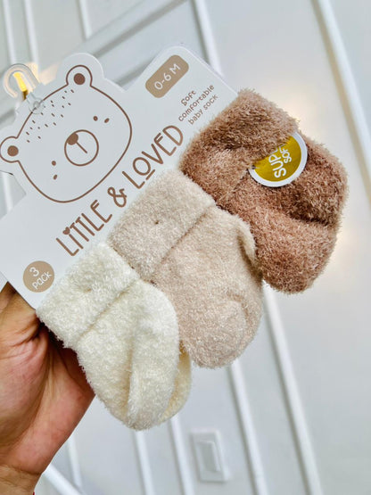 SET MEDIAS PLUSH ¨LITTLE & LOVE¨ X3 - 0 A 6 MESES