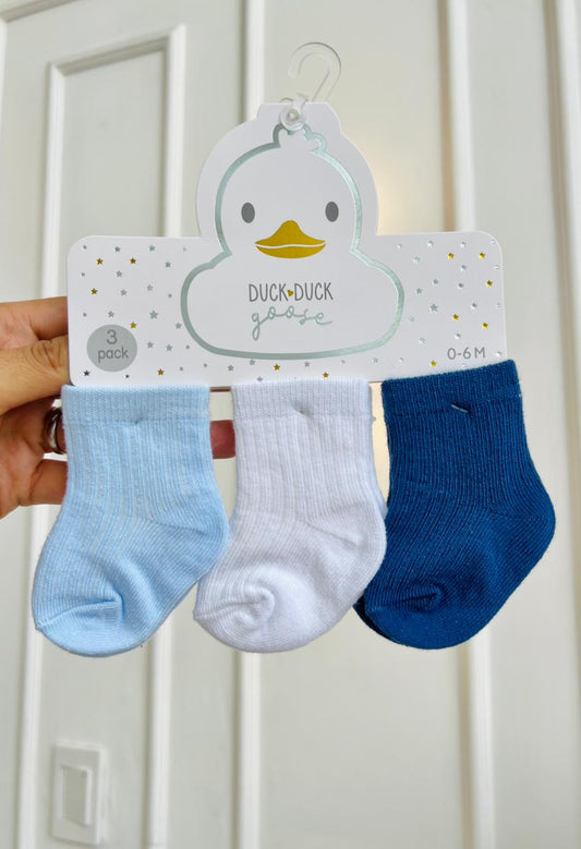 SET MEDIAS PLUSH ¨DUCK DUCK GOOSE¨ X3 - 0 A 6 MESES